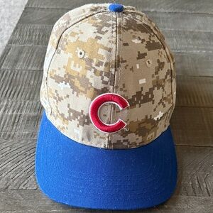 Chicago Cubs Camo and Blue Baseball Hat with Snap Back - New!